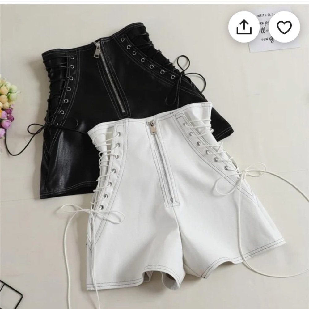 Lace up leather shorts